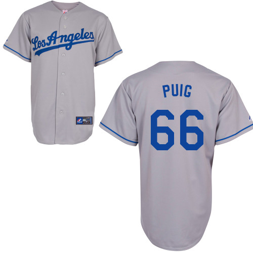 Yasiel Puig #66 mlb Jersey-L A Dodgers Women's Authentic Road Gray Cool Base Baseball Jersey